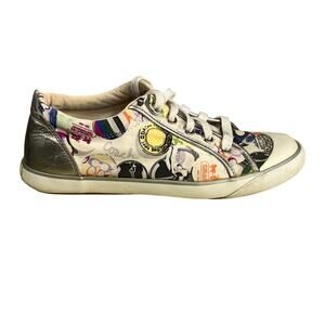 Coach Poppy Barrett Logo Print Canvas Sneakers Size 7.5